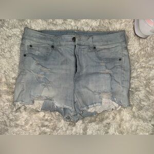 American Eagle Outfitters Light Blue high rise shortie super stretch Jean Shorts